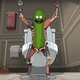 A still from “Pickle Rick,” written by Jessica Gao.